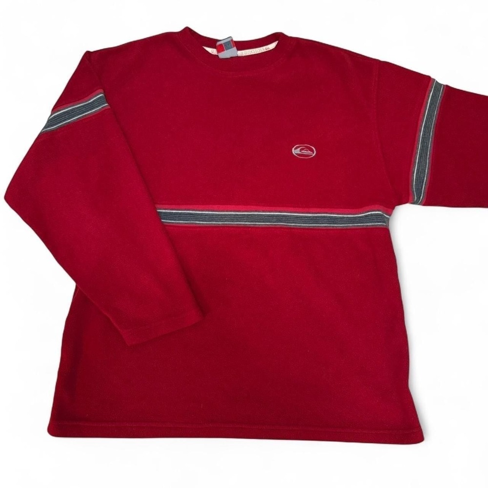 Vintage Quiksilver Red Fleece Pullover Crewneck Sweater - Size L